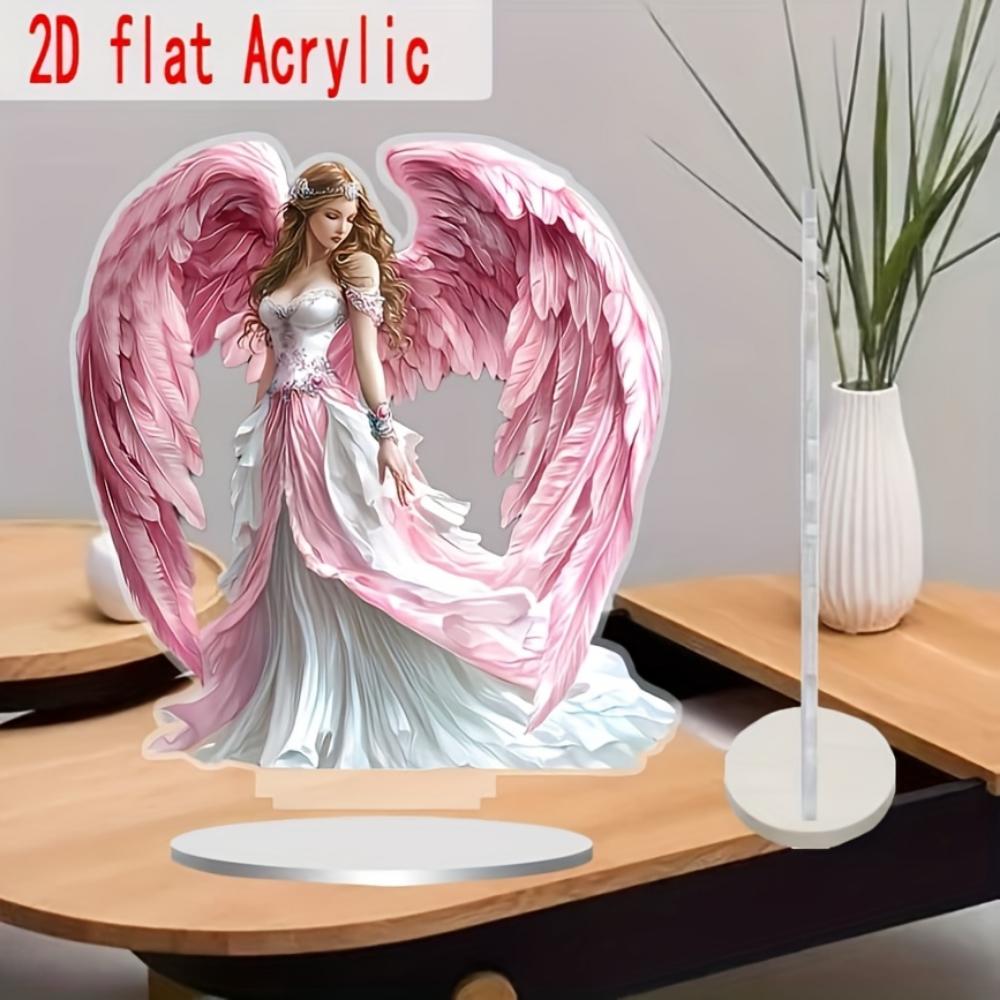 Schutzheiliger Engelsflügel, 2D flach, Acryl, Tischdekoration, Ornamente, geeignet für Büro, Wohnzimmer, Party, Weihnachten, Halloween