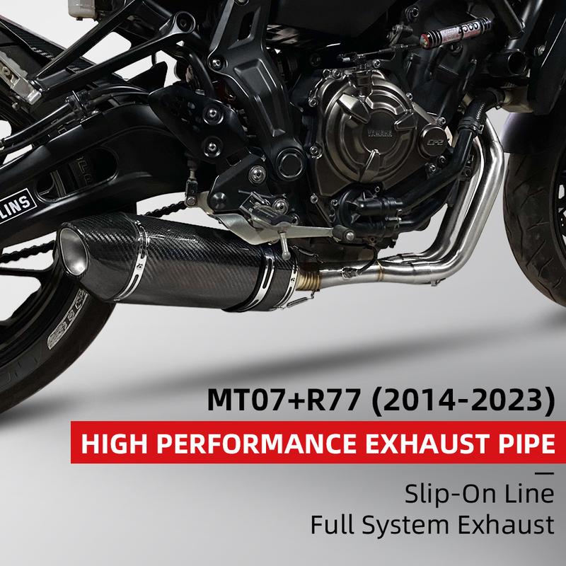 Complete Exhaust System for Motorcycle, Carbon Fiber Exhaust, 51mm/2 Inches, for Mt07 R77 2014-2023
