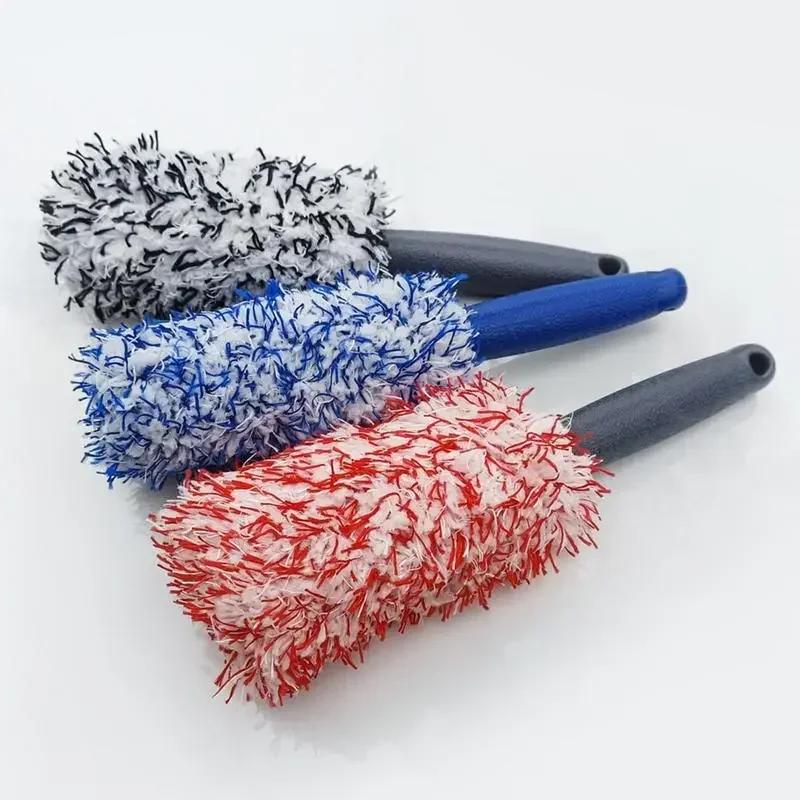 Premium Car Wash Brush Plush Wheels Cleaner with Non-Slip Handle Easy Cleaning Rims Spokes Wheel Barrel Car Accessory