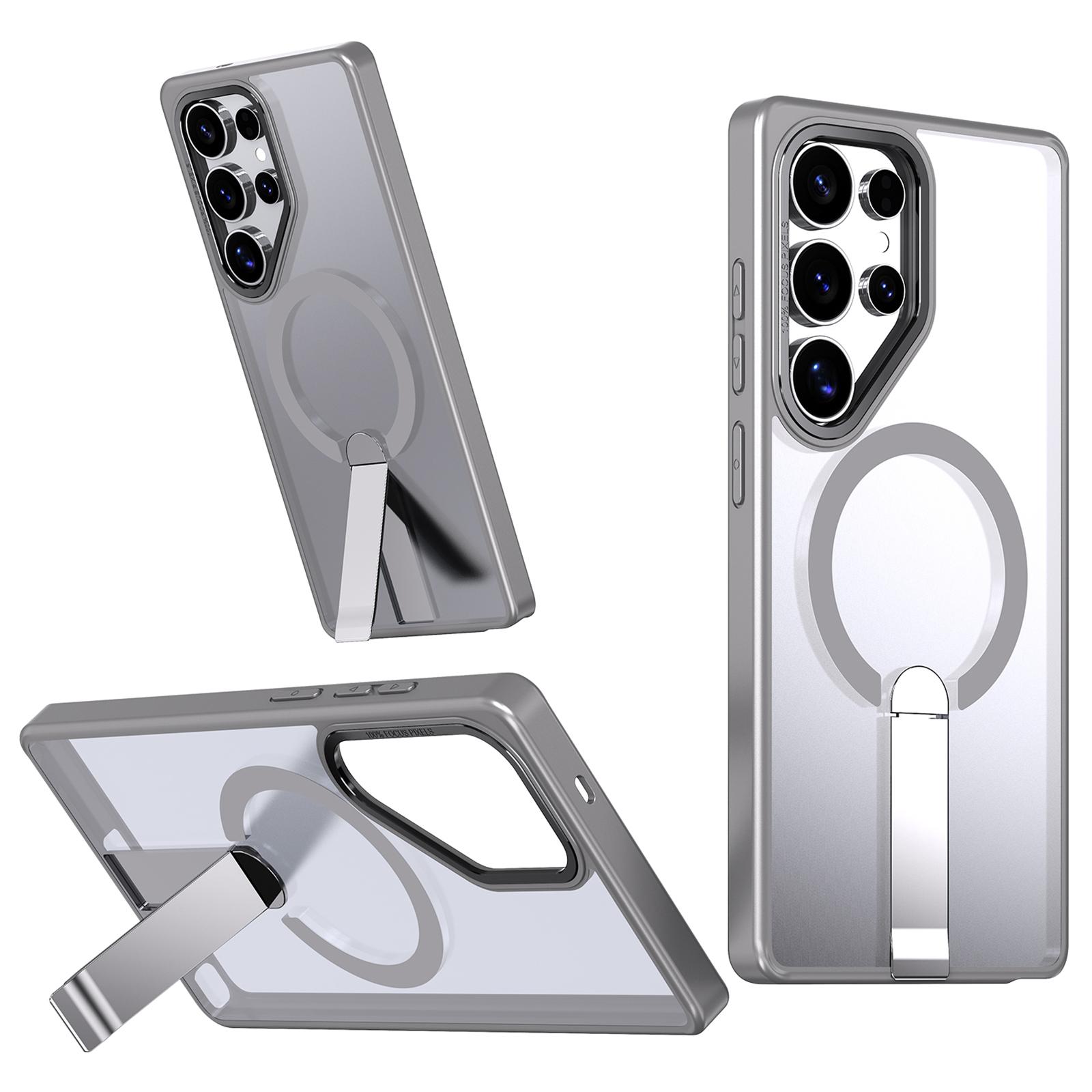 

For Samsung Galaxy S23 Ultra/S22 Ultra 5G Case Compatible with MagSafe Kickstand TPU+Acrylic Phone Cover Titanium Grey