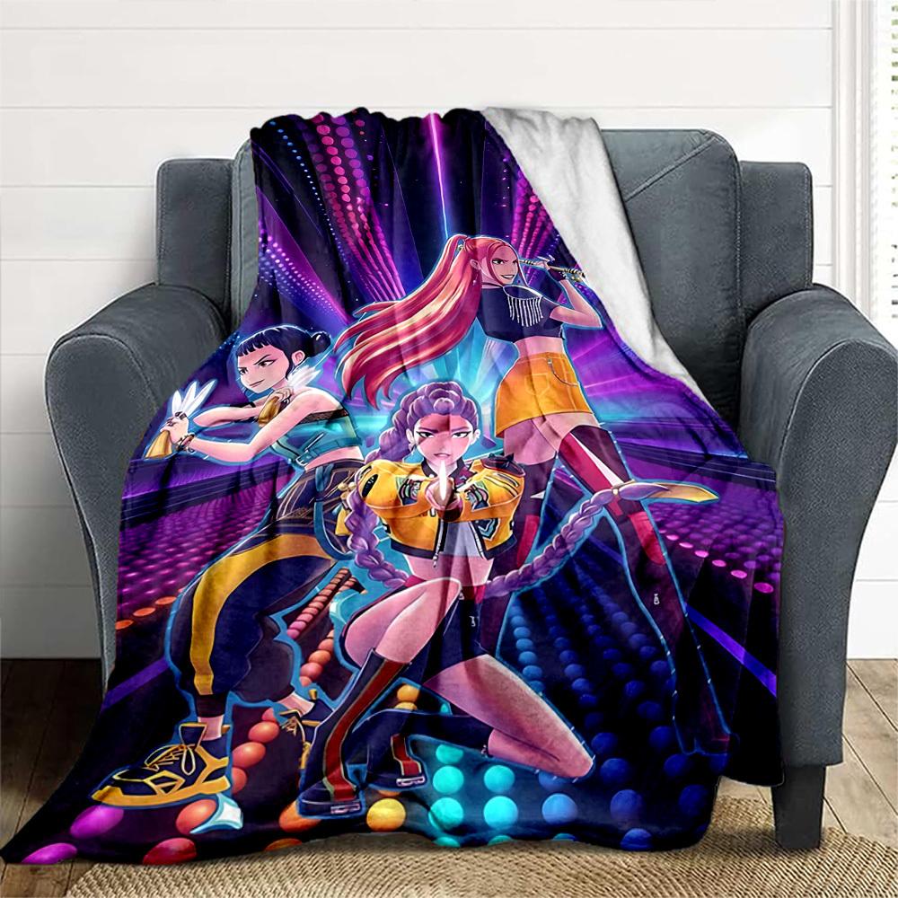 1pc KPop Demon Hunters Outdoor Blanket Lightweight Flannel, All-Season Use for Sofa, Bed, Travel, Camping, Living Room, Office, Couch058