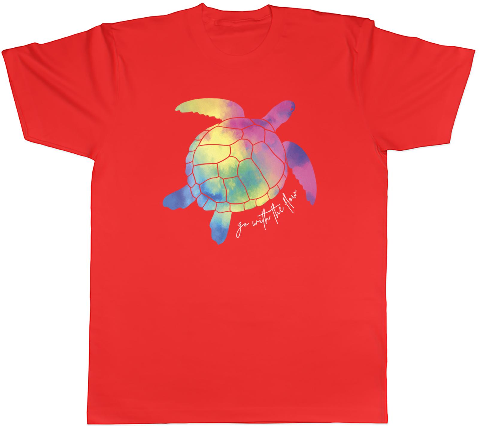 Turtle Rainbow Mens TShirt Go with the Flow Watercolour Unisex Tee Gift S