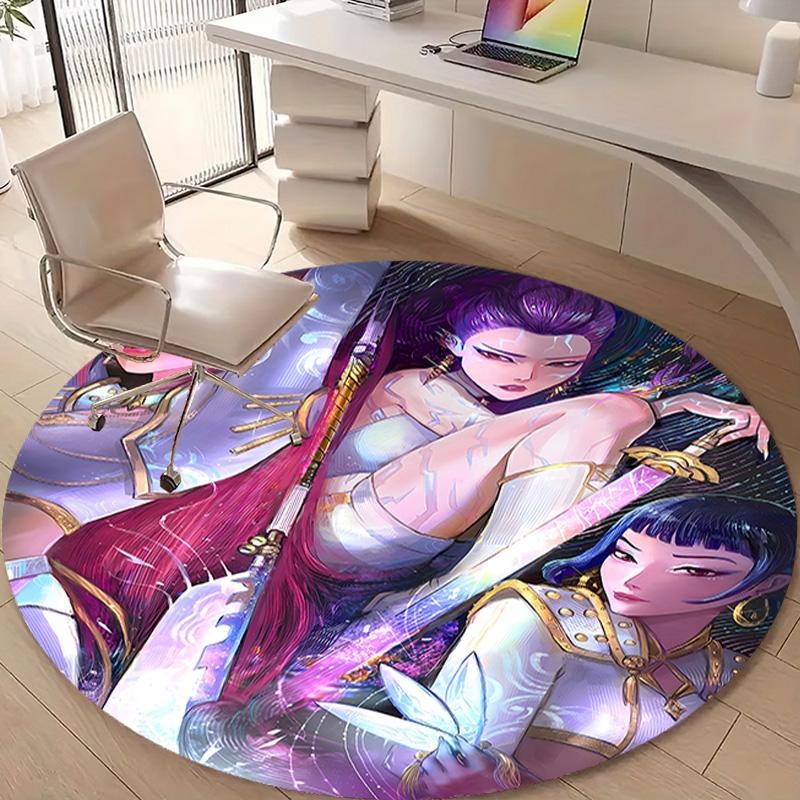 1pc KPop Demon Hunters28 Design Printed Area Round Carpet for Bedroom Living Room Home Decor Rugs Mat Non Slip Mat Rug for Bedside
