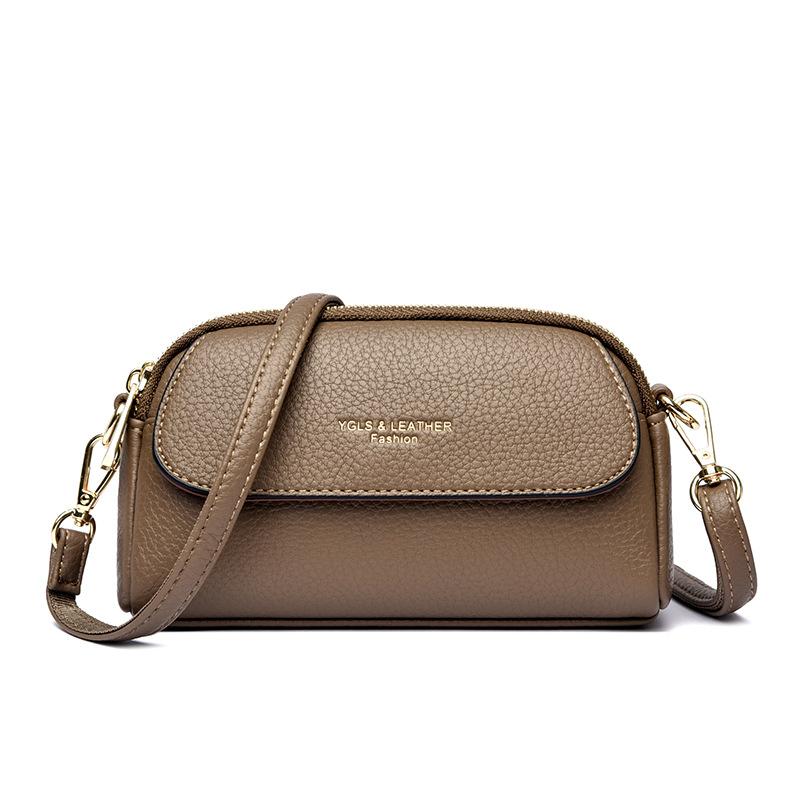 A Multi-layered, Elegant and Fashionable Single-shoulder Crossbody Small Square Bag with Lychee Patterns for Ladies