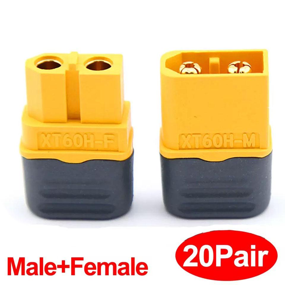 XT60H (XT60 Upgrade) Connectors, XT60H Male Female Bullet Connectors Plugs with Sheath for Lithium Battery RC Planes Car