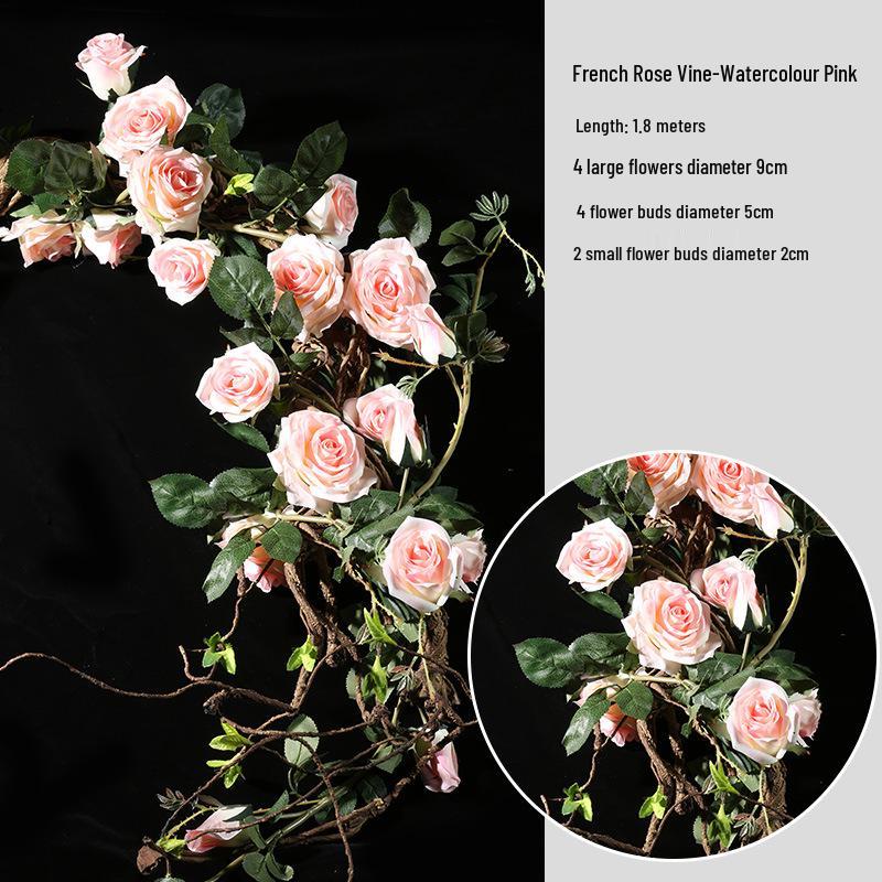 Artificial Rose Vine Wall Decor for Air Conditioner Pipes