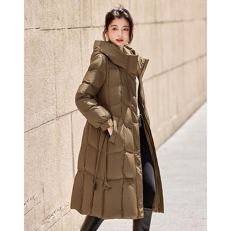 Women's Designer Slim-Fit Hooded Long Goose Down Jacket