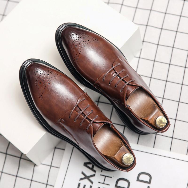 Leather Shoes Young British Dress Casual Business Sense Leather Shoes Wedding Groom Suit Height Increase