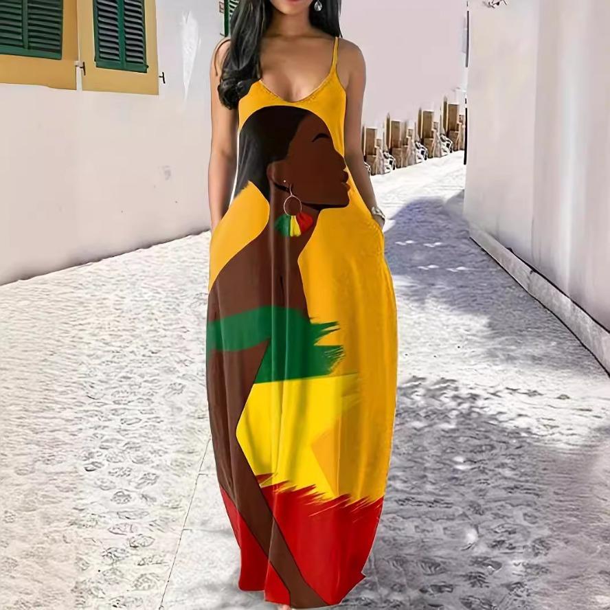 

YYFS Женская мода лето весна цвет блок принт без рукавов подтяжки свободная талия повседневные платья S жёлтый