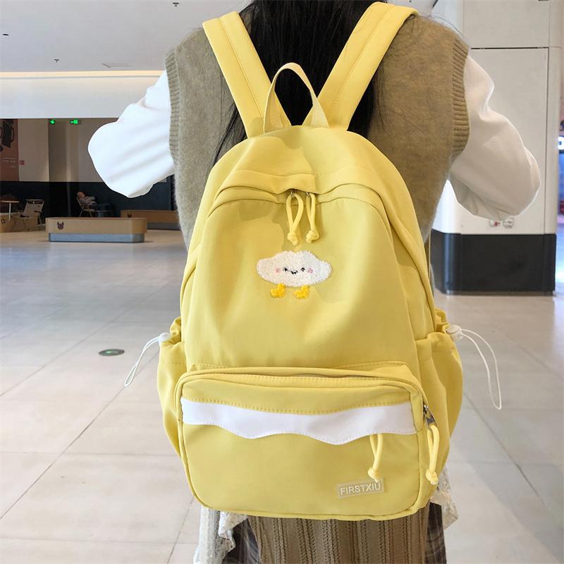 Cartoon Women's Backpack Student Large Capacity School Bag Color Block Campus Backpack