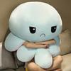 Large Reversible Octopus Plush Toy, Creative Double-Sided Flipping Expression Stuffed Animal, Cute Cuddle Doll