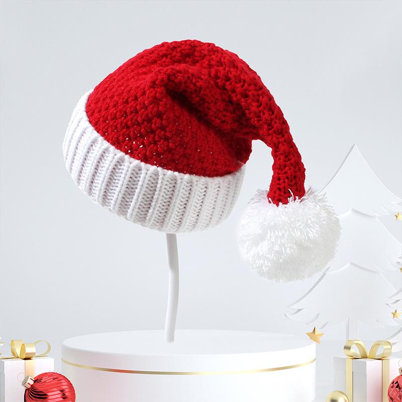 Bonnet tricoté de Noël mignon pompon adulte enfants bonnet doux chapeau de Père Noël fête du Nouvel An enfants cadeau Navidad chapeaux décoration de Noël 2024