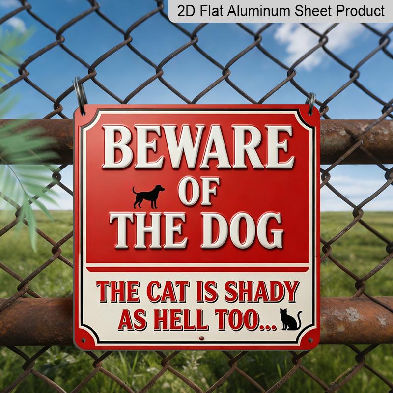 

2D Flat - 1pc, Vintage Metal Aluminum Decorative Sign, Humorous Warning Sign Featuring Dogs and Cats, Retro Wall Decor, Home Decoration Suitable for 20*20cm
