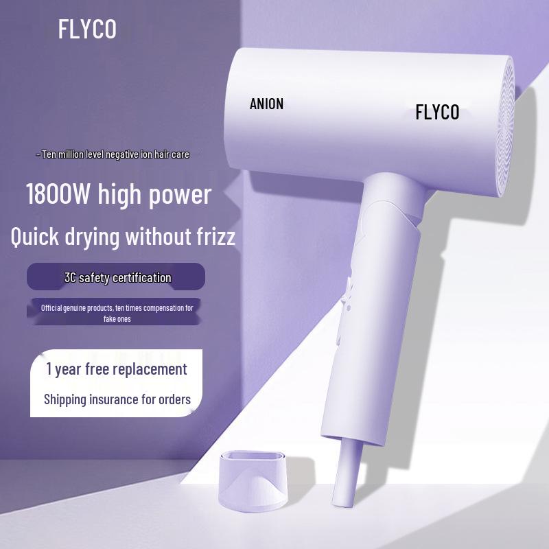 Flyco High Power Foldable Hair Dryer with Negative Ions for Damage-Free Quick Drying