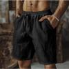 New Cotton and Linen Shorts, Drawstring Elastic Waist Straight Legs, Solid Color Breathable Daily Beach Five-point Casual Pants