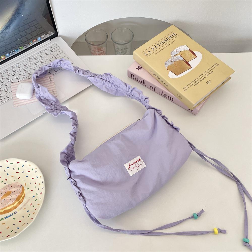 Versatile 2025 Pleated Canvas Shoulder & Crossbody Bag for Girls