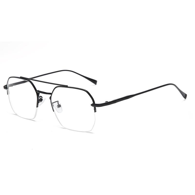 Gold Wire Double Bridge Anti-Blue Light Half-Rim Myopia Glasses - Men’s Retro Punk Frame, Chen Weiting Style.