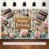 2D Happy Birthday Makeup Backdrop Cosmetic Party Photography Background