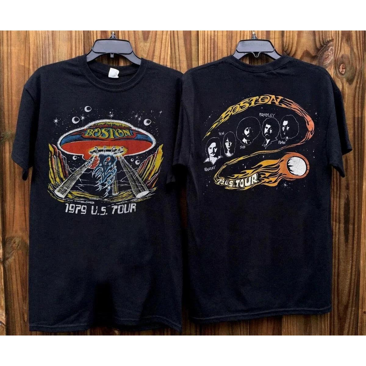 

Summer Hot Selling Boston 1979 US Tour Tshirt Boston Band Tshirt Boston Tour79 Tshirt Mens Short Sleeved Shirt L