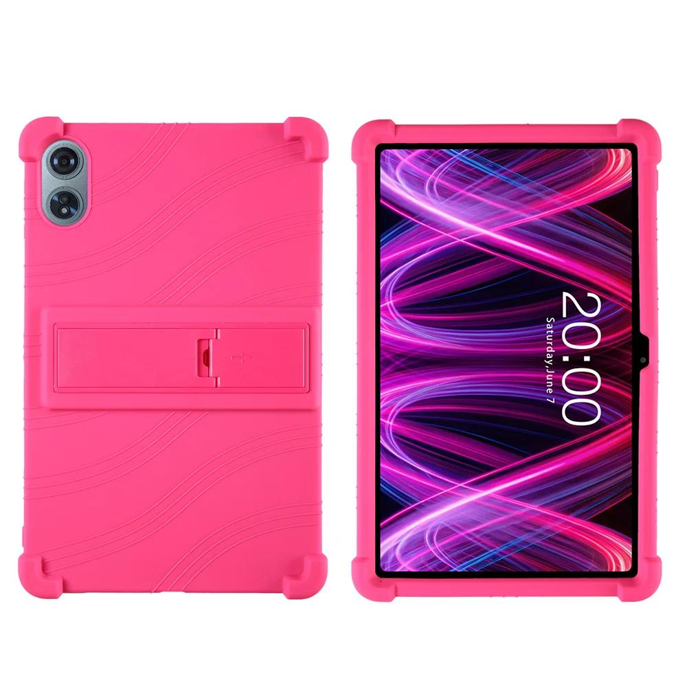 Pour la tablette TECLAST T60 Plus 12 pouces Android 14 Version Améliorée Housse Support Cover pour Étuis en Silicone Housse Protection contre les Chutes rose