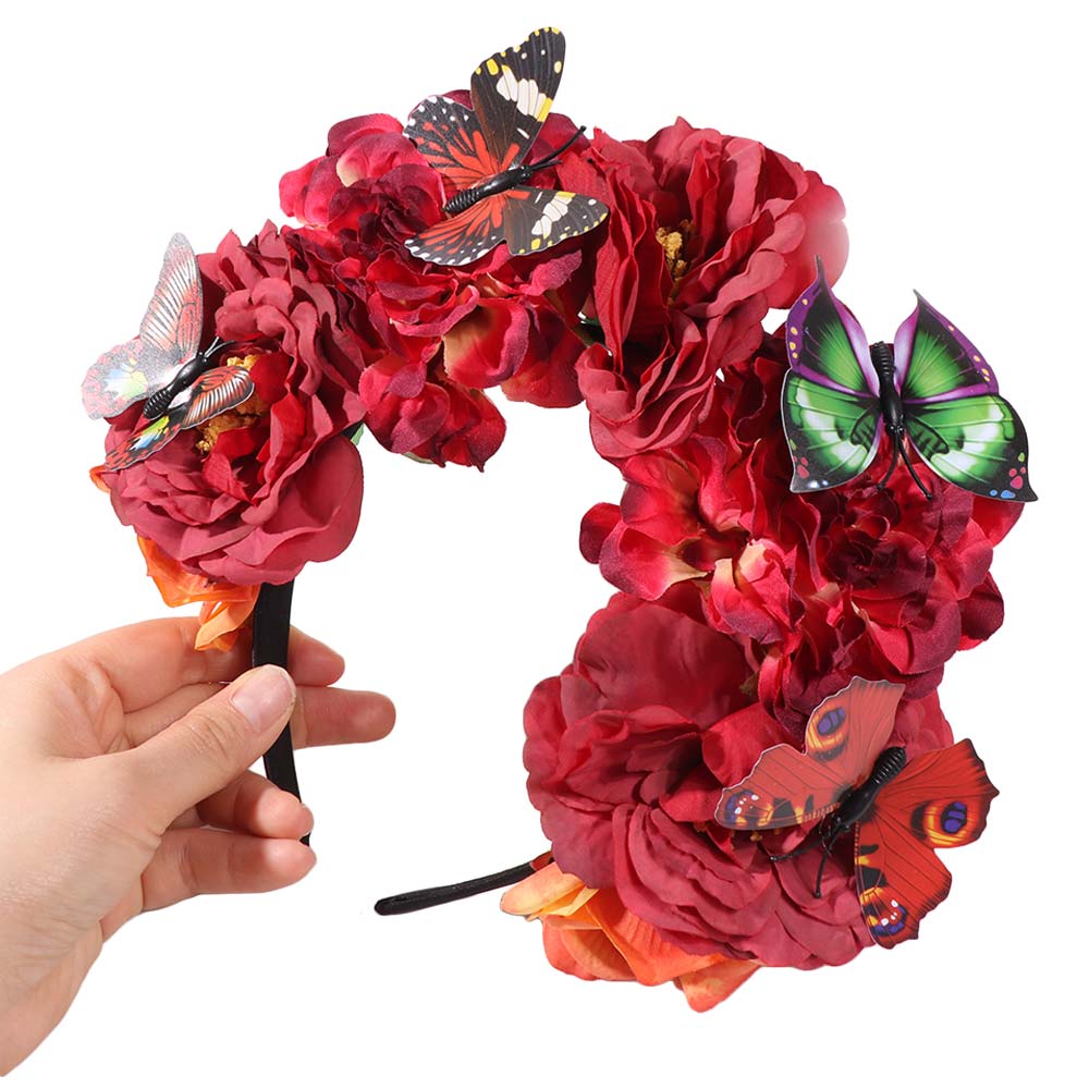 Butterfly Headdress Flower Hairband Faux Floral Cosplay Fairy Headband  Bride Hair Accessorie