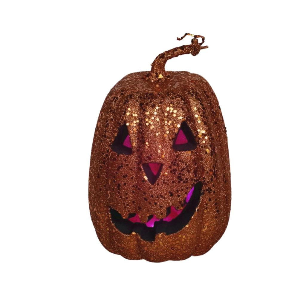 Glowing Hollow Pumpkin Halloween Decorations - Plastic Lighted Pumpkin with LED Light for Indoor Outdoor Fall Party Scene Holiday Decoration