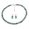 GemChic Women's New Vintage Turquoise Beads Chain Necklace Earrings Two Piece Set Ethnic Birthday Christmas Jewelry Gift
