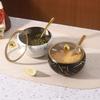Rostfreier Edelstahl-Gewürzbehälter für Salz, Zucker, Organisation, Gewürzhalter mit Glasdeckel und Löffel