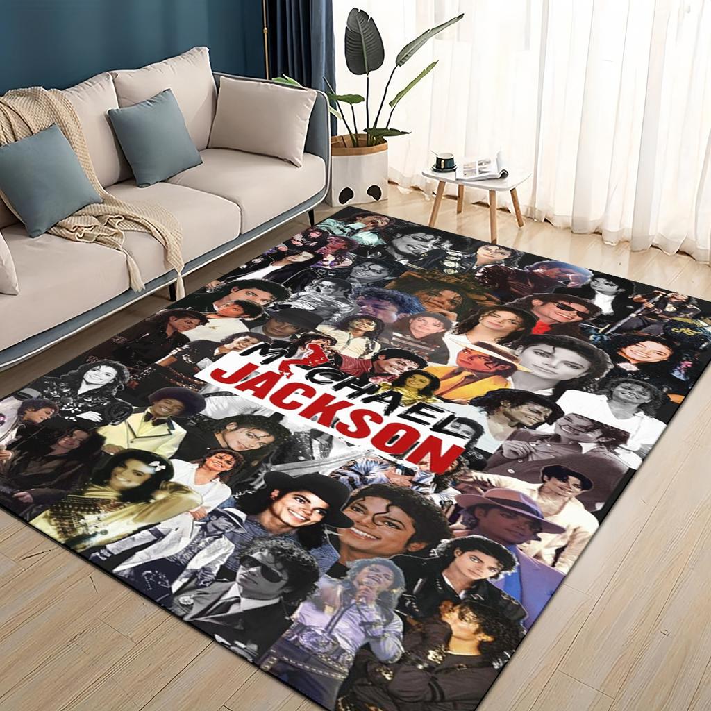 Neuer Stil Michael Jackson King of Pop MJ Teppich für Wohnzimmer Schlafzimmer Zuhause Sofa Dekoration, Rutschfeste Bodenmatte für Kinder