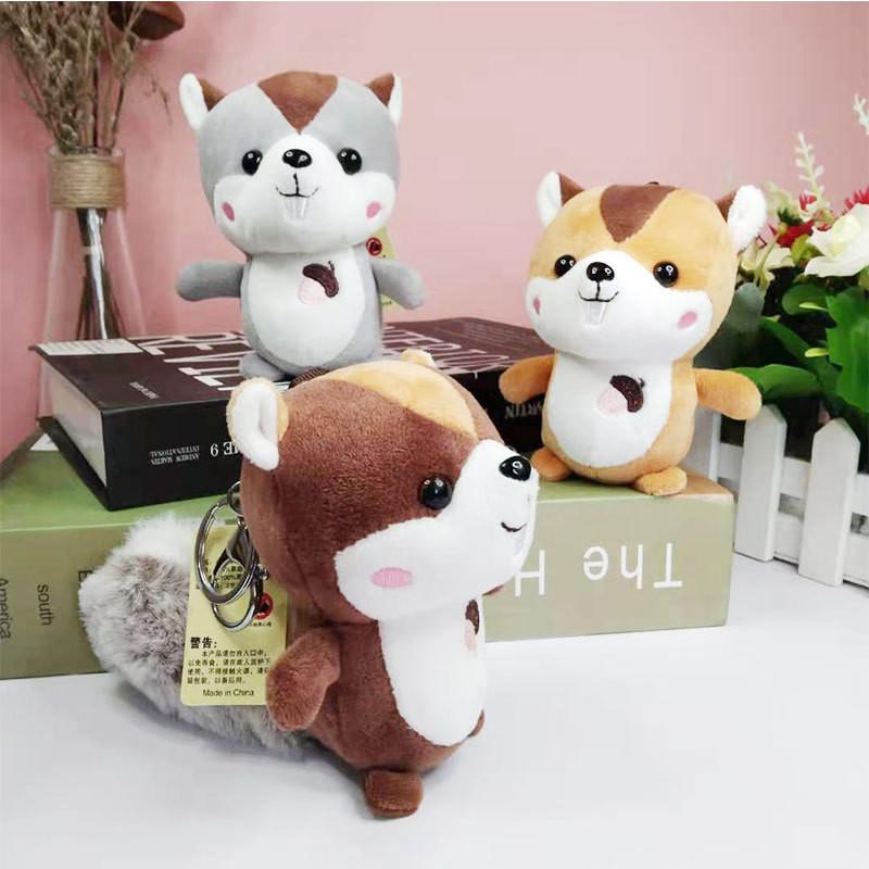 Plush Whimsical Squirrel Keychain Cartoon Animal Design For Bags Gifts And Keychains
