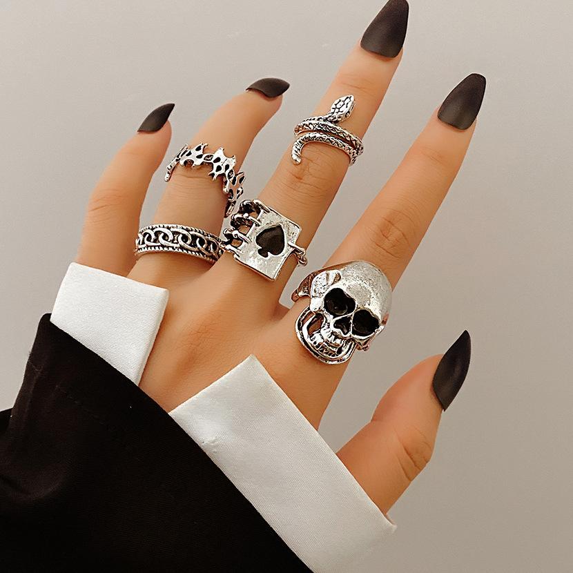 Vintage Distressed Butterfly Snake-shaped Ring Set - Multi-jointed Open-ended Set Ring Set