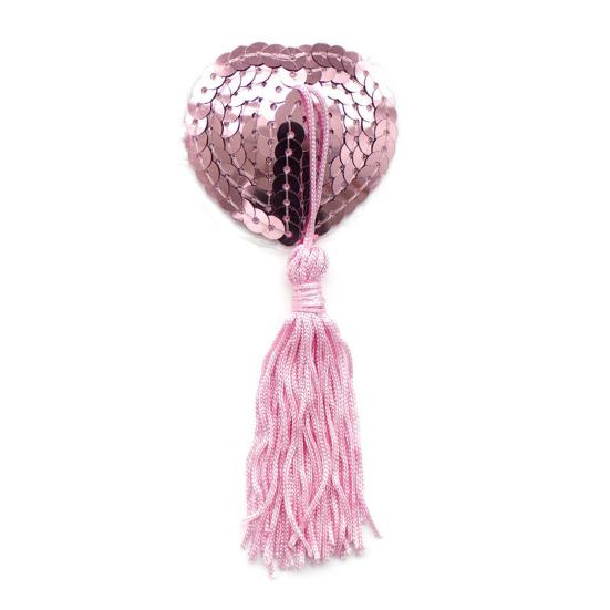 Breast Pasty Invisible Adhesive Firm Fit Nipple Covers with Tassel Decor Heart Shape Sequins Decor Breast Stickers Swaying Atmospheric Tool