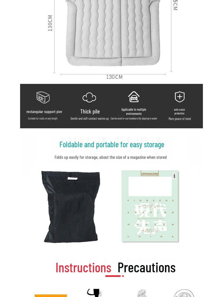 Universal Inflatable Car Mattress - Portable Folding Flocked Bed for Back Seat, SUV, and Sedan Trunk