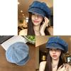 Classic Denim Newsboy Cap With Breathable Cotton For Casual And Office Wear
