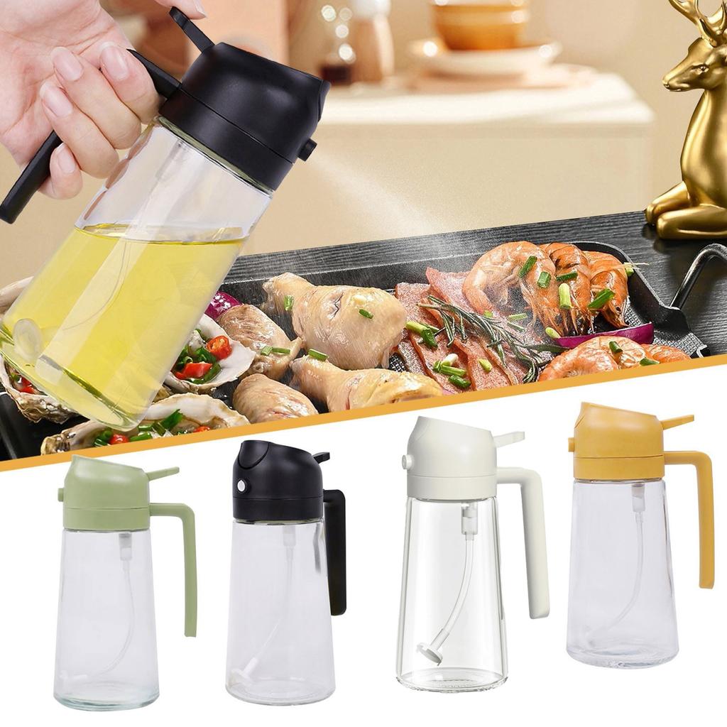 Glass Oil Sprayer Bottle with Handle and Pump Spray Nozzle for Kitchen Use Suitable for Cooking and Salad Dressing Application