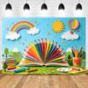 Stilou cu apă curcubeu și soare desene animate decor cameră de grădiniță fundal layout activitate recuzită studio foto recuzită