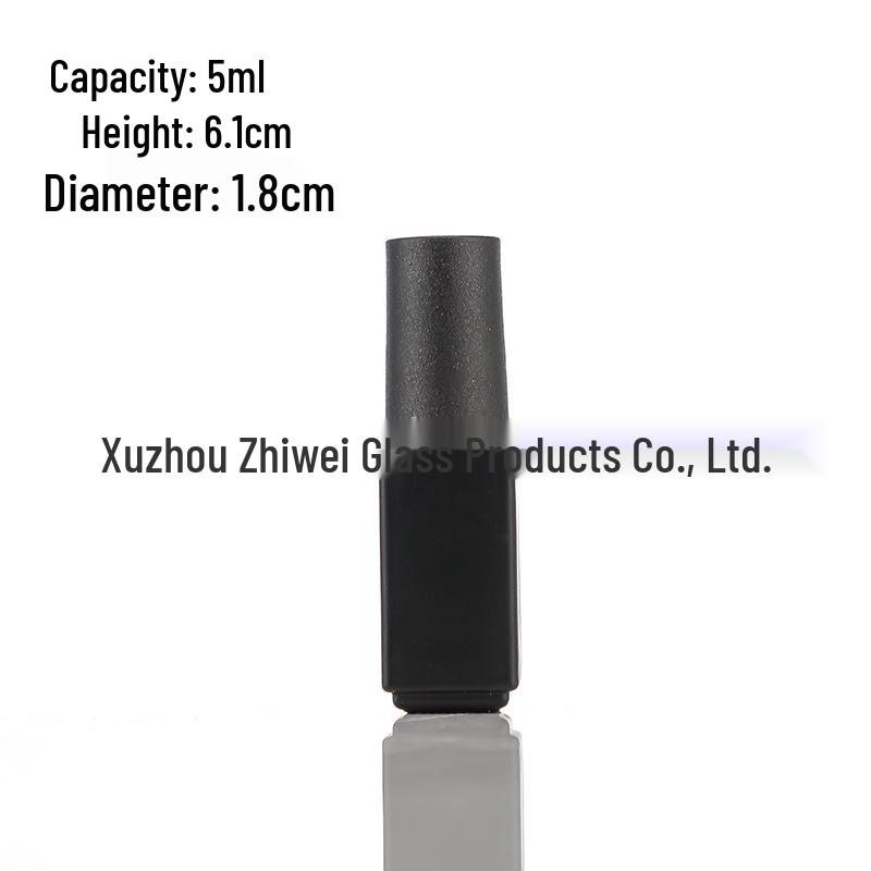 10ml Black Glass Nail Polish Bottle with Brush for Nail Art and Care