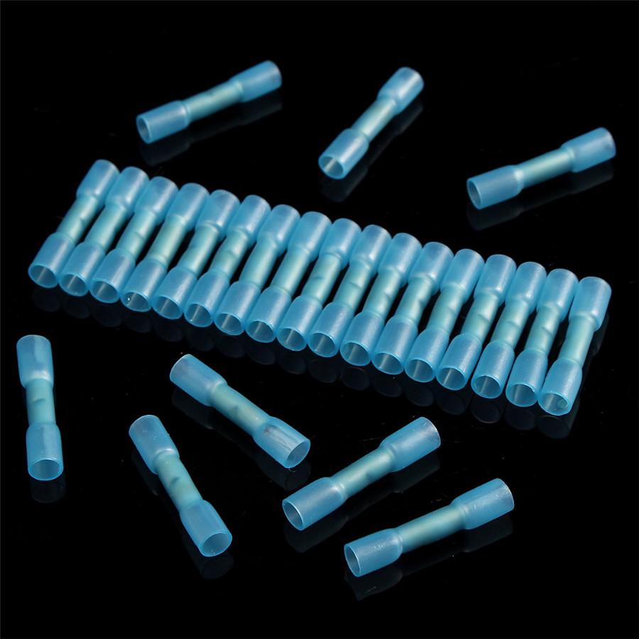 New 100 X Heat Shrink Tube Tubing Butt Wire Crimp Cable Connectors Blue Sleeing Kits