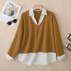 ZANZEA Oversized Women Patchwork Stripe Turn Down Collar Long Sleeve Autumn Thin Sweatshirts