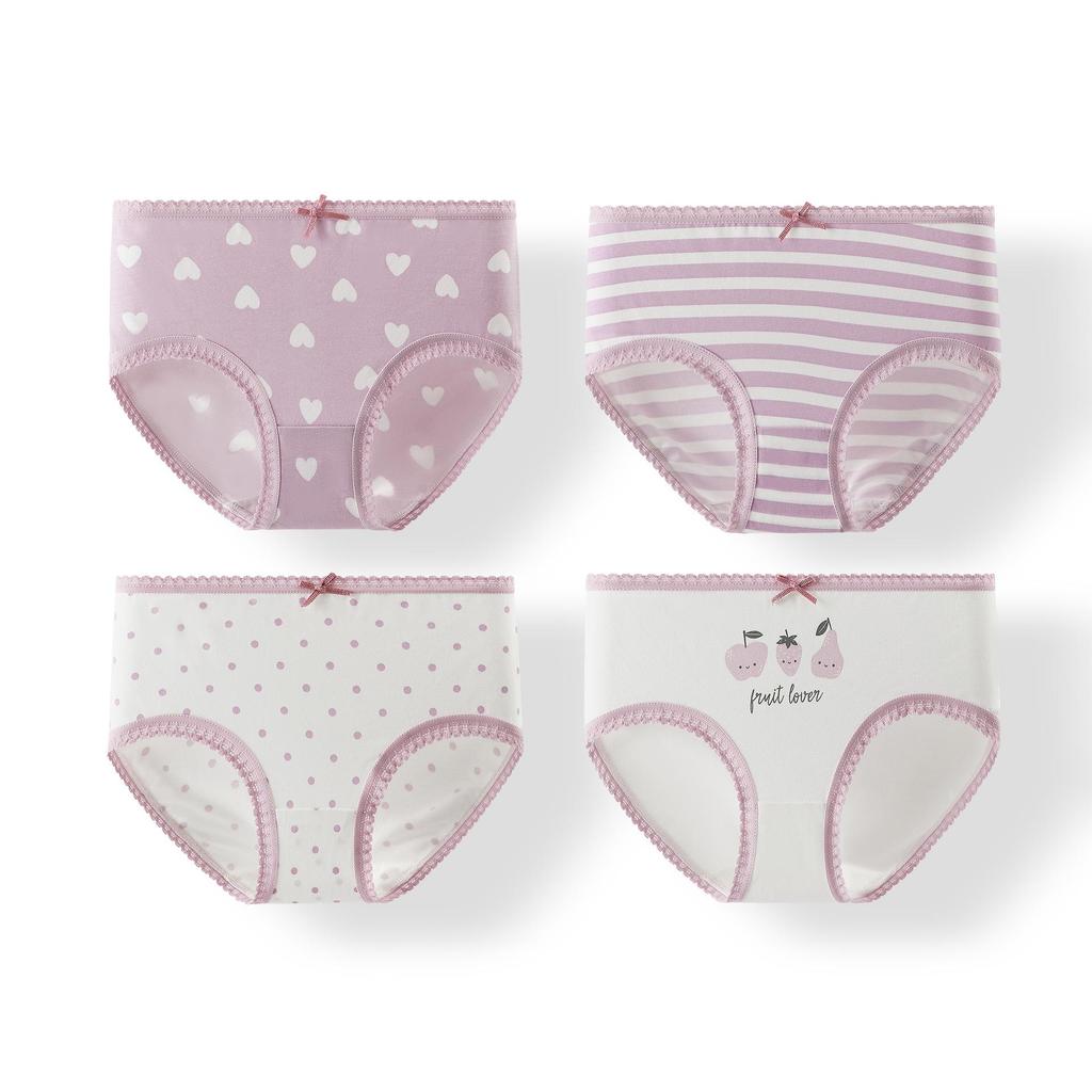 Baby Girls' Cute Cartoon Print Cotton Underpants - Breathable Bow Design for Infants and Toddlers