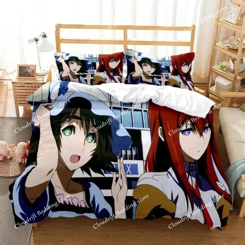 Anime Steins Gate Kurisu Makise Bedding Set Boys Girls Twin Queen Size Duvet Cover Pillowcase Bed Kids Adult Home Textile026