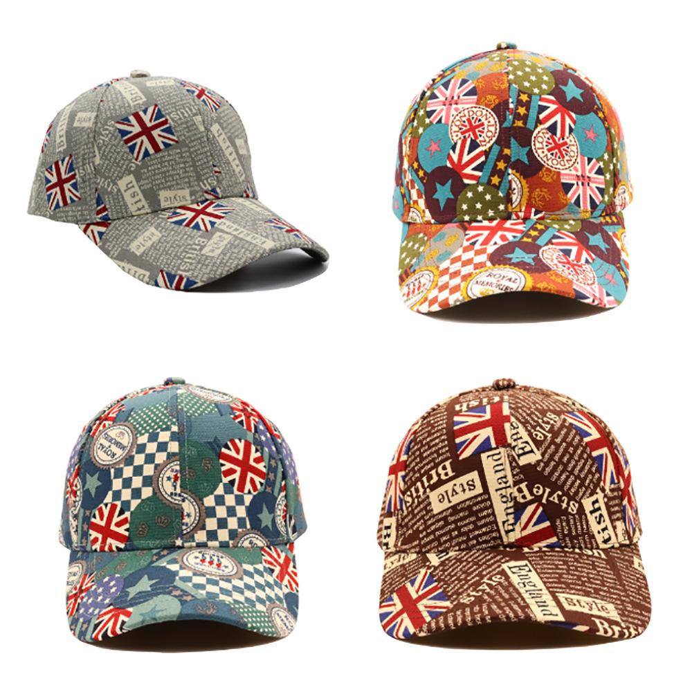 Round Comfortable Top Baseball Cap With Uk Flag Design For Summer