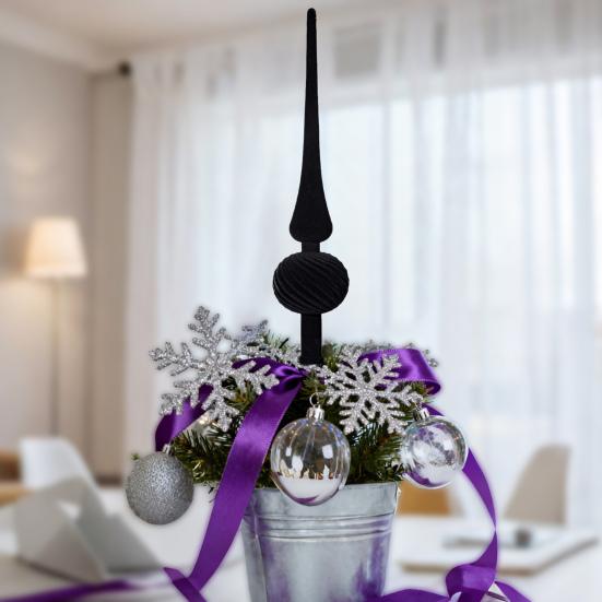 Špička na vánoční stromek 11 palců Sametově vločkovaná tykev Špička na stromek Barevný spirálový vánoční stromek