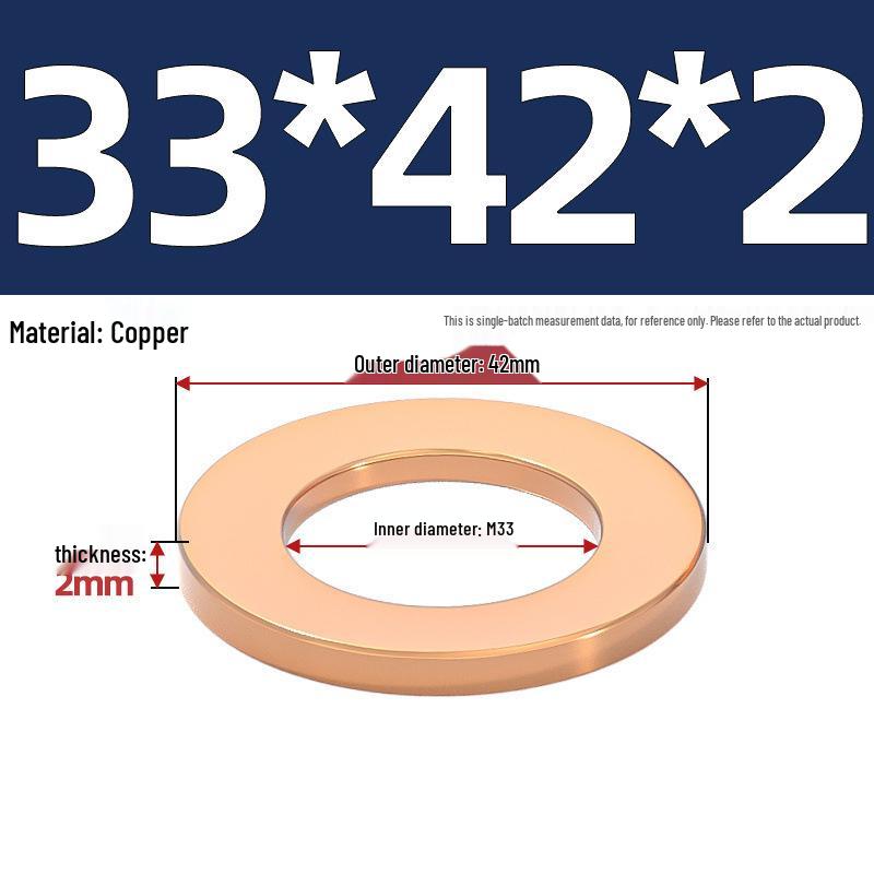 Pure Red Copper Gasket Sealing Ring for Marine Instruments, Metal Flat Washer M3-M60mm