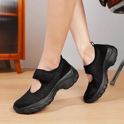 Plateauschuhe Damen Sommer Atmungsaktives Netz-Schlupfschuhe Leichte Bequeme Laufschuhe Schuhwerk für Ältere Flacher Absatz