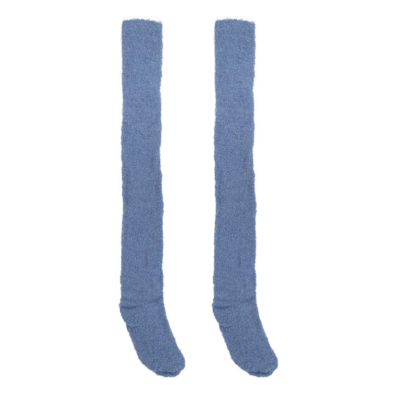 Winter Warm Coral Fleece Over-knee High Socks For Women Plush Home Sleep Floor Long Socking Solid Soft Thigh High Floor Sock