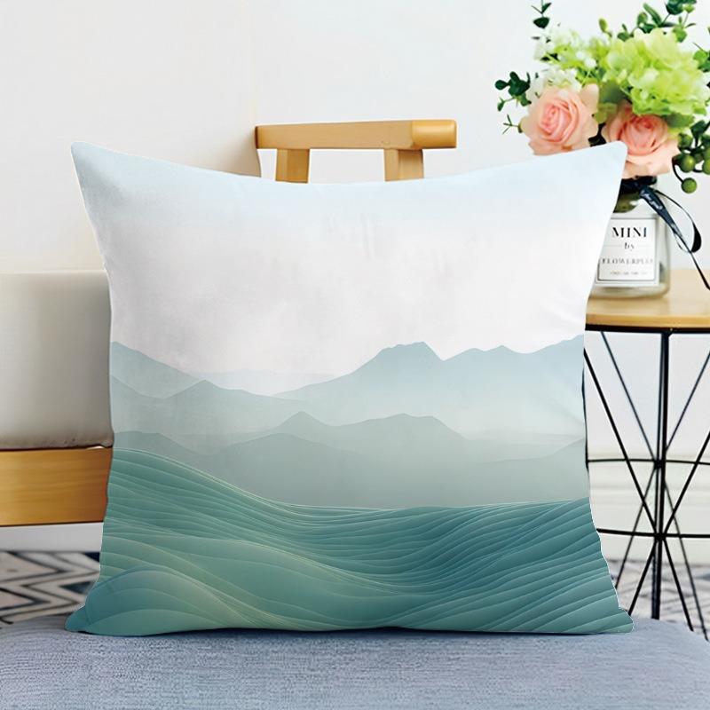 

Декоративная наволочка с изображением пейзажа в китайском стиле для спальни, гостиной, квадратная наволочка с подушкой 40x40cm