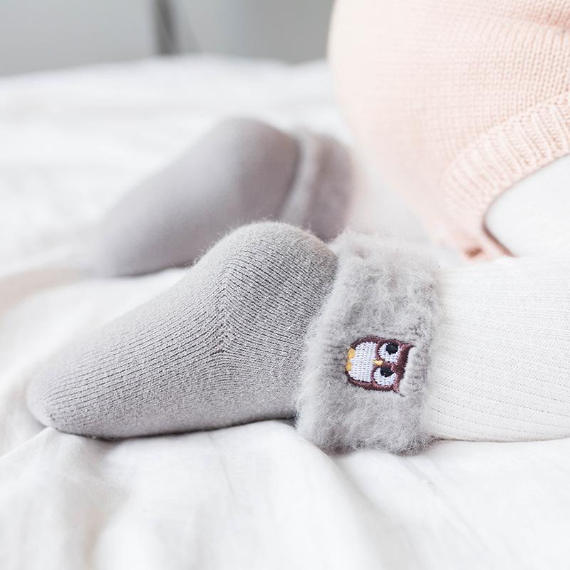 0-3Years  Warm Newborn Sock Kawaii Cartoon Animal Sock for Toddler Boy Girl Lovely Autumn Winter Thicken Plush Calf Sock for Baby