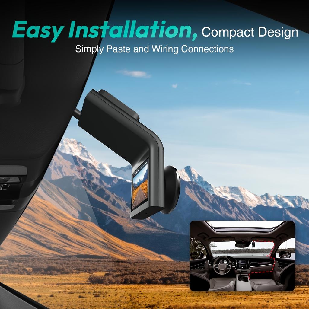 Car , 140° Wide Angle Car Camera Front, Color Night Vision, 24h Motion Detection Parking Mode,  (No SD Card)