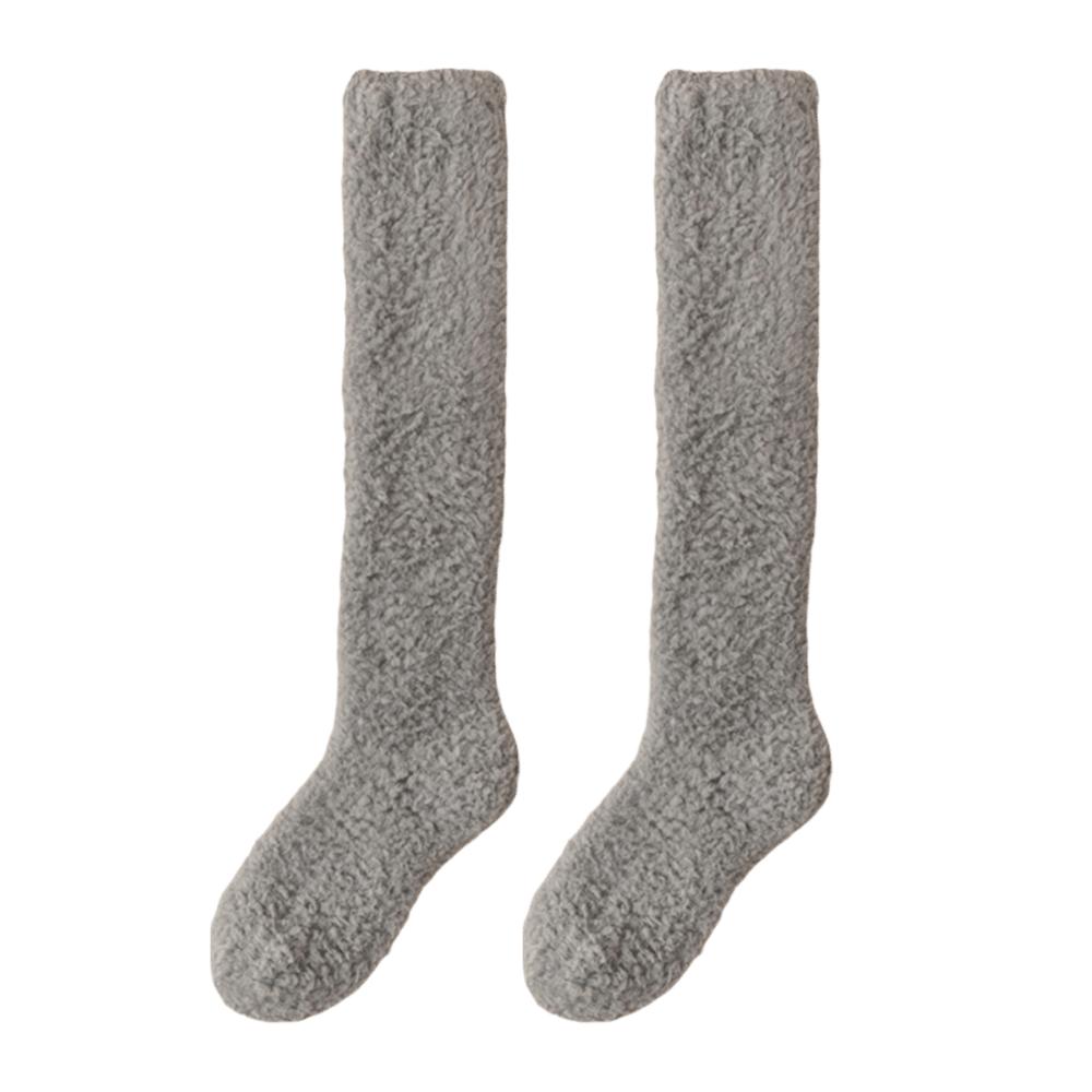 Coral Fleece Knee High Socks Thickened Coral Fleece Socks New Fuzzy Long Socks Home Lounging